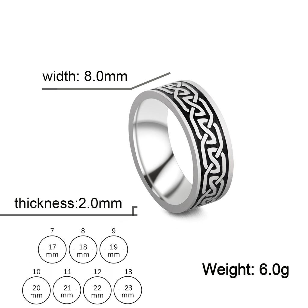 Old Style Retro Viking Rings Vintage Black Norse Runes Jewelry Celtics Knot Ring for Women Men Unique Gift