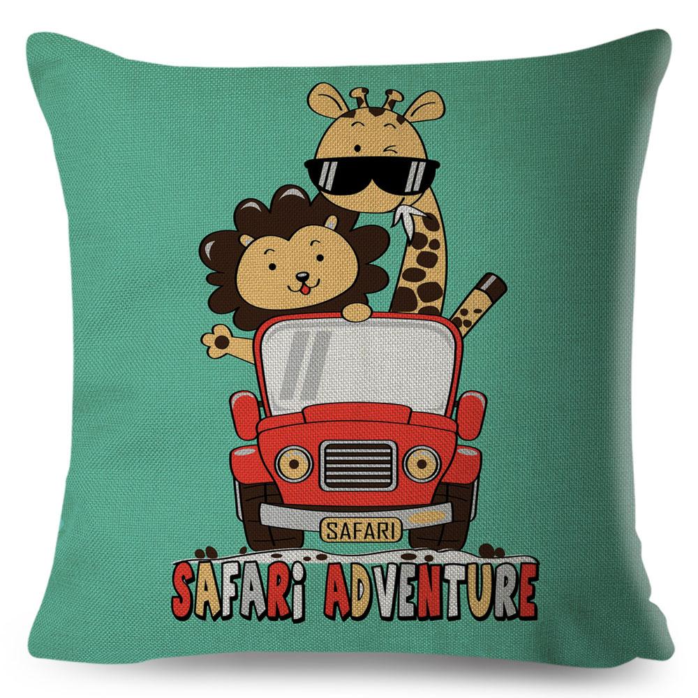 Colorful Cute Cartoon Pet Dog Cat Cushion Cover for Children Room Sofa Decor Animal Dinosaur Giraffe Pillow Case Pillowcase