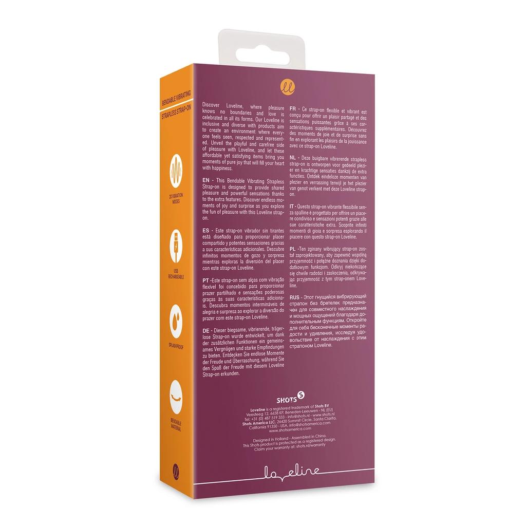 Loveline - Vibrating Curved Strap-On Dildo - Merlot Grape