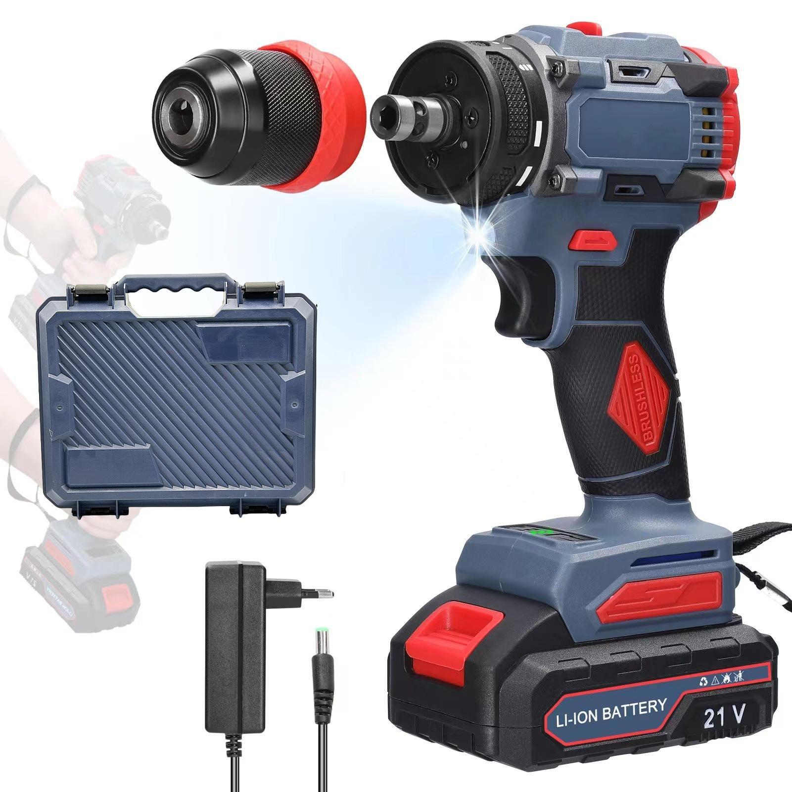 

Акумуляторна безщіточна ручна дриль із великим крутним моментом для транскордонної зовнішньої торгівлі 1 battery 1 charger (5 sections) European