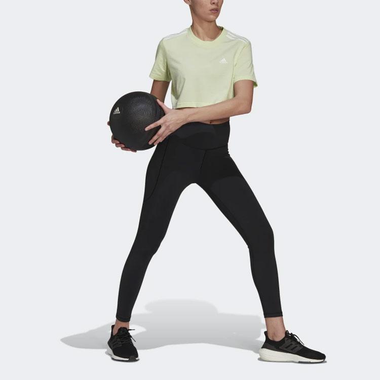 Adidas Logo Printed Casual Short Sleeve T-Shirt Women Tops Light-Green HG8481