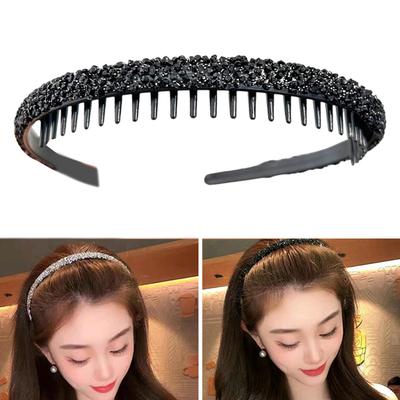 Strass Stirnband Rutschfest Zähne Kamm Haarreif Elegant Haarband Für Frauen und Teenager Mädchen Täglicher Gebrauch Make-up Stirnband