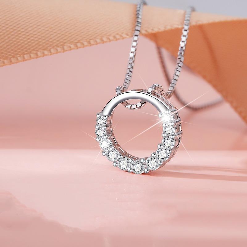 925 sterling silver circle necklace female Korean version ins style explosion new product pendant niche light luxury cross-border collarbone chain