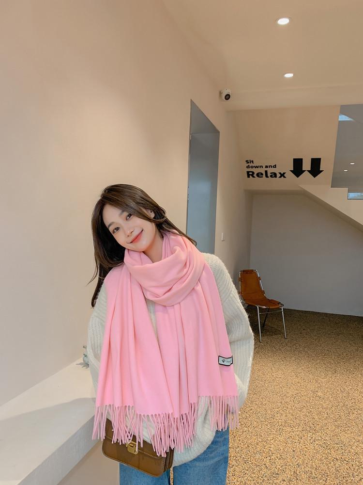 White Cashmere Scarf: Thickened, Solid Color, Versatile for Women & Men, Perfect for Autumn & Winter