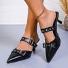 Fashion NEW Summer Pointed Belt Buckle Thin Heel Belt Buckle Single Shoes Women's Baotou Silver Back Empty High-heeled Sandals