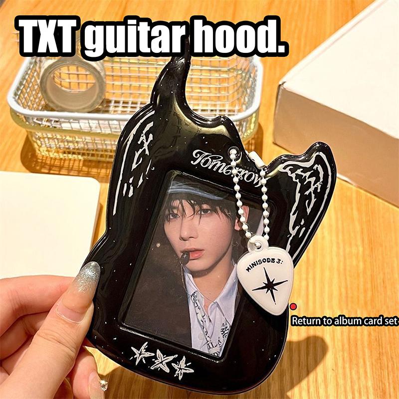 Cartoon Photocard Case Card Holder Bag Keychain Guitar Photocard Bag Cute Idol Photos Protective Cover Idol Photo Card Holder