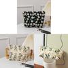 Canvas Embroidery Cosmetic Bag With Floral Pattern For Travel And Home Use