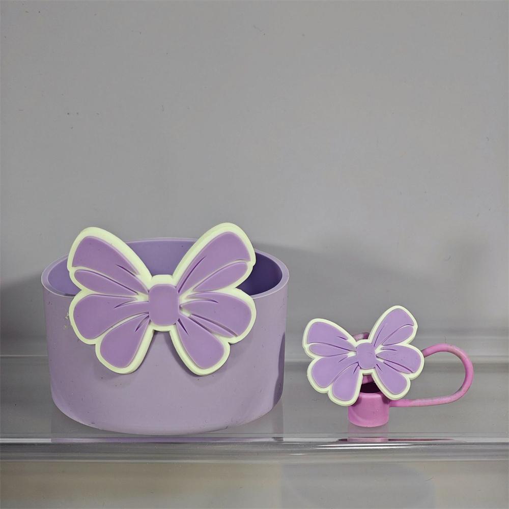 

Милый силиконовый чехол-бобина с бантом для чашки Stanley 30/40 OZ, защитный чехол, чехлы для соломинок, колпачок для чашки Stanley фиолетовый