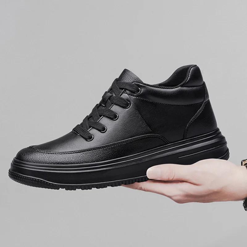 Herren Leder Sneakers Schuhe mit Erhöhung Schwarz Größer Werdende Schuhe Männer 6CM 8CM Weiß Casual Lift Casual Schuhe Masculino Größer