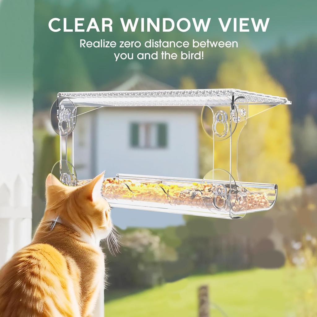 1Pc Outdoor Window Bird Watching Transparent Suction Cup Feeder, Outdoor Wild Transparent Bird House