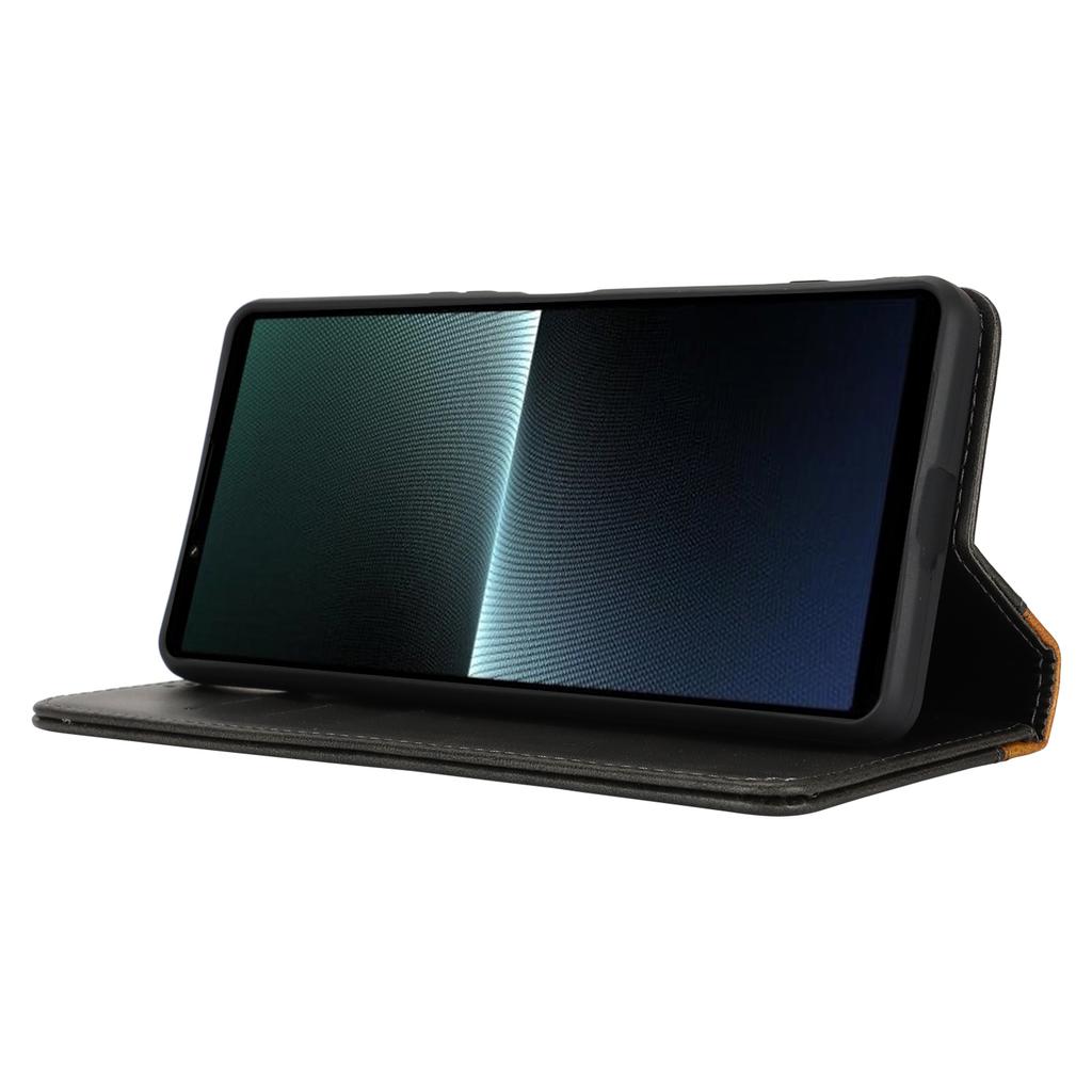 Etui na Sony Xperia 1 VI Tekstura cielęca 3 sloty na karty Skórzane etui na telefon z kolorowymi wstawkami