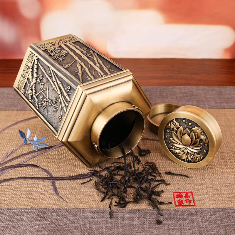 Metal tea cans are sealed and moisture-proof, household antique tea boxes, boutique high-end cans, empty boxes, storage tanks, gift boxes.