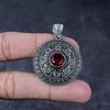 Natürlicher Granat Edelstein Handgefertigter 925 Sterling Silber Schmuck Anhänger 1,75" B3m78