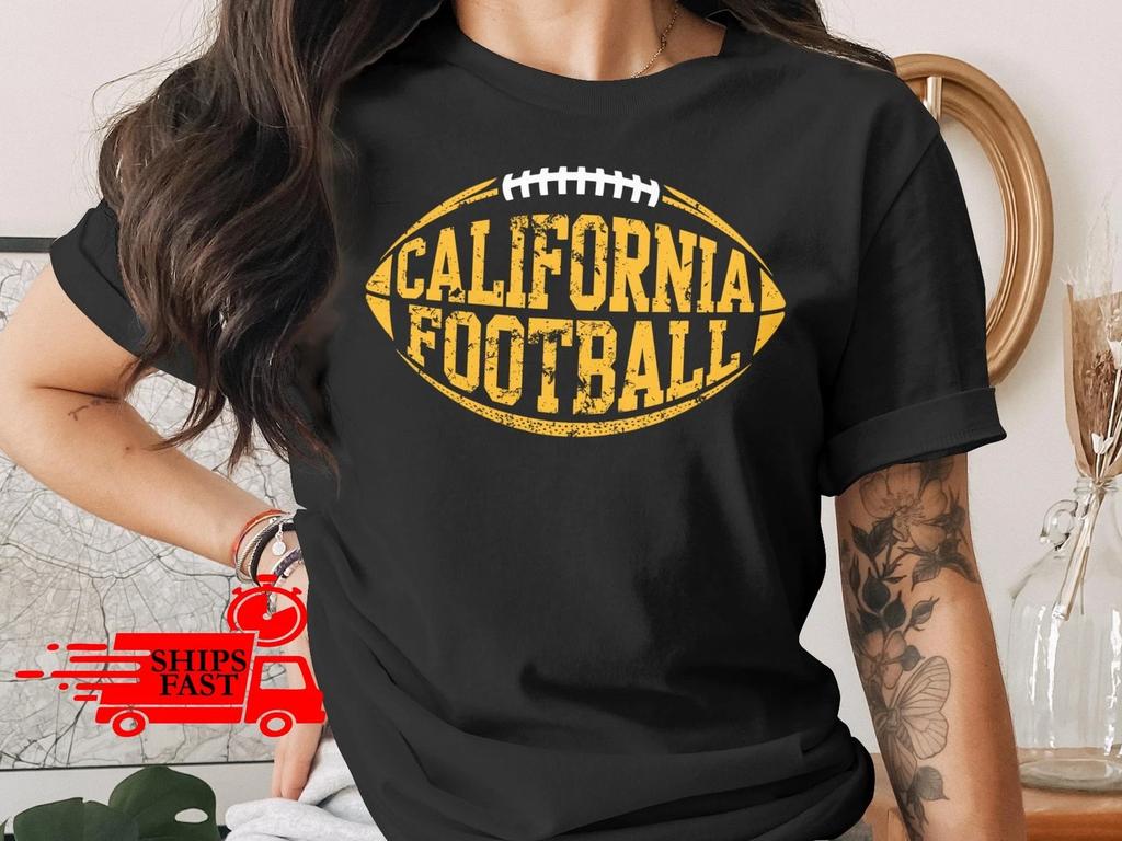 California Football T Shirt Comfort Colors Distressed Style State Pride Tee