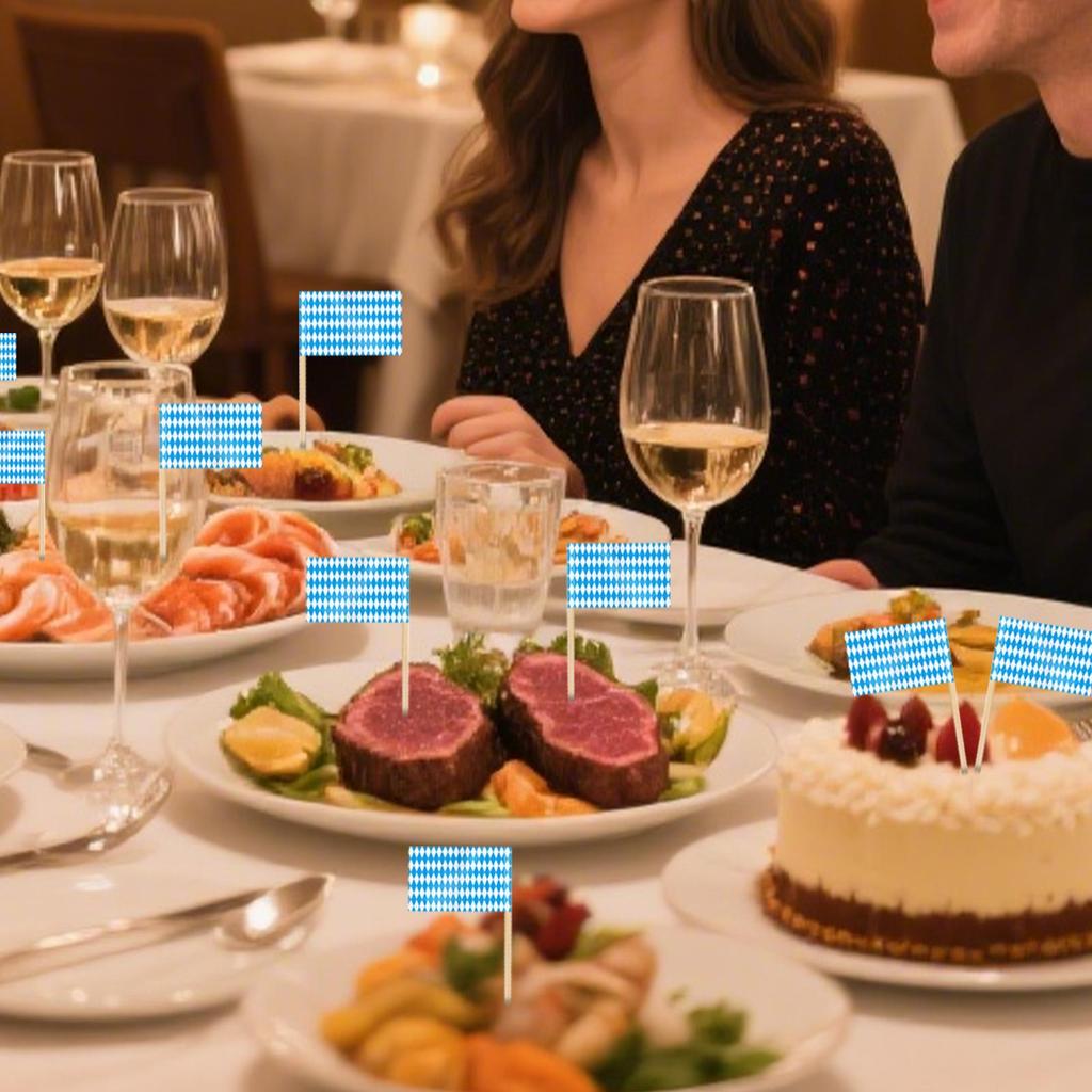 100pcs German Beer Festival Bavaria Toothpick Flag Toothpicks Party Sticks Cupcake/pie/fruit/ice Cream Topper Decoration