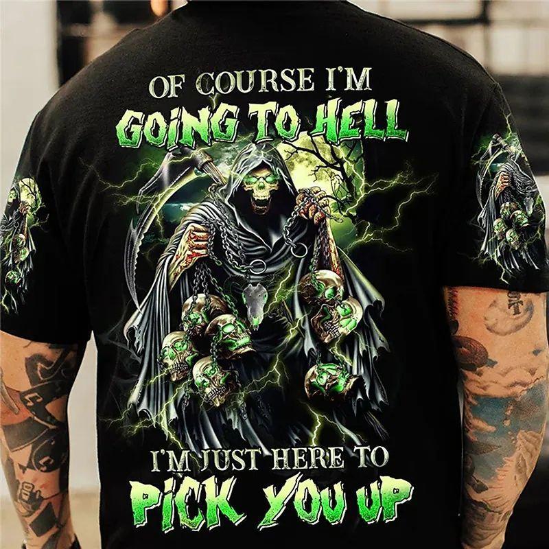 Summer Round Neck 3D Terrifying Skull Print Top Fashionable Casual Short Sleeved Men's T-shirts