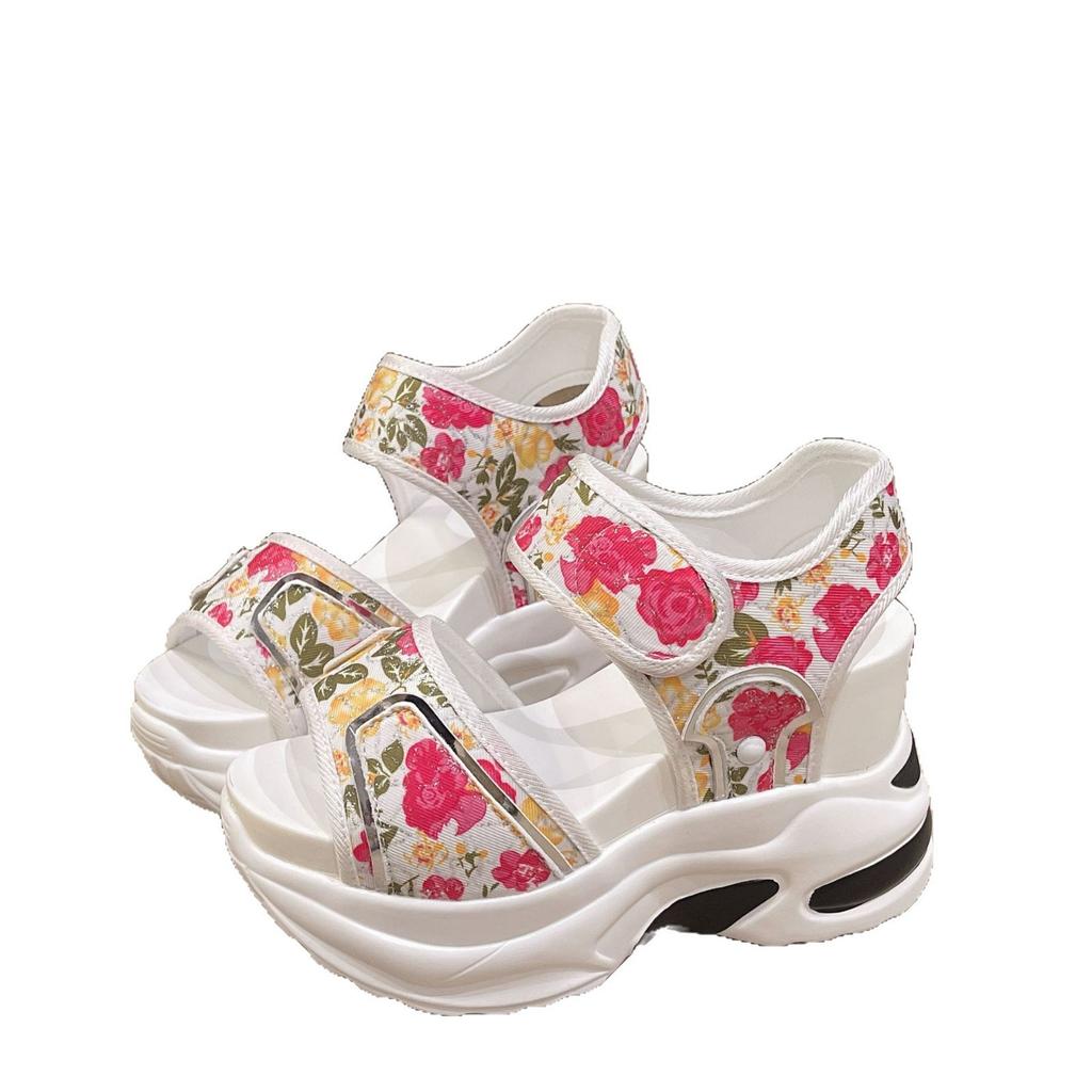 Wish Stil neue Sandalen Damenmode Muffinboden Klettverschluss Übergröße Dicksohlige Keile