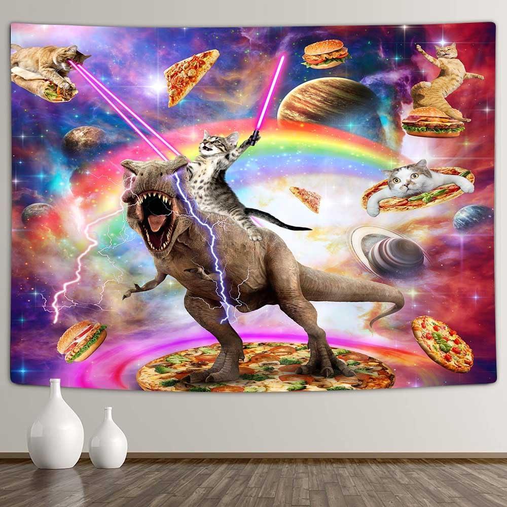Tapestry xguatan funny cat rides cool 75x100 чёрный