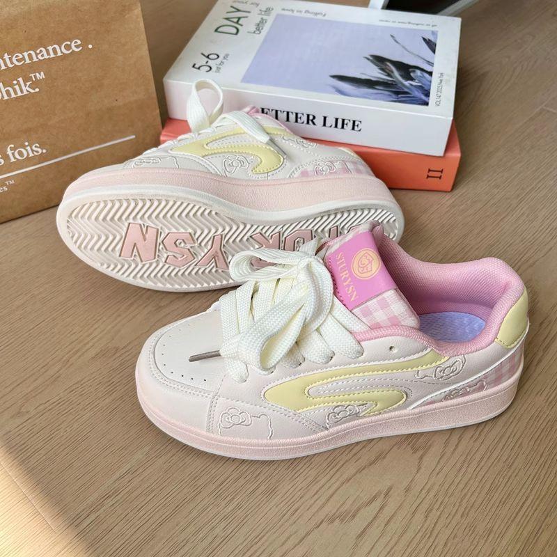 Pink Platform White Shoes Women's Summer New Board Shoes Versatile Casual Bread Shoes