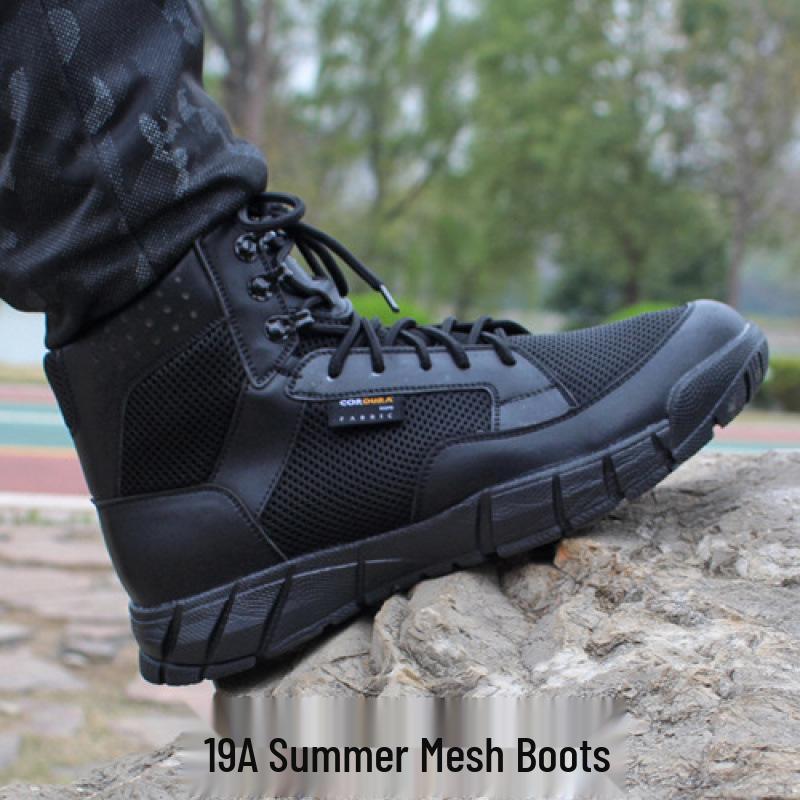 Men's Ultra-Light Tactical Mesh Boots - Breathable, Shock-Absorbing Summer Training and Security Footwear