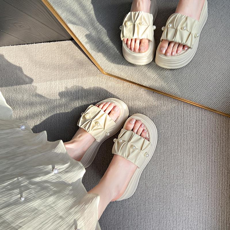 Fashion Slippers Casual Low Summer Women's Shoes Slides Platform Pantofle Rubber Flip Flops Flower Luxury 2025 Hawaiian Hoof Heels Rome