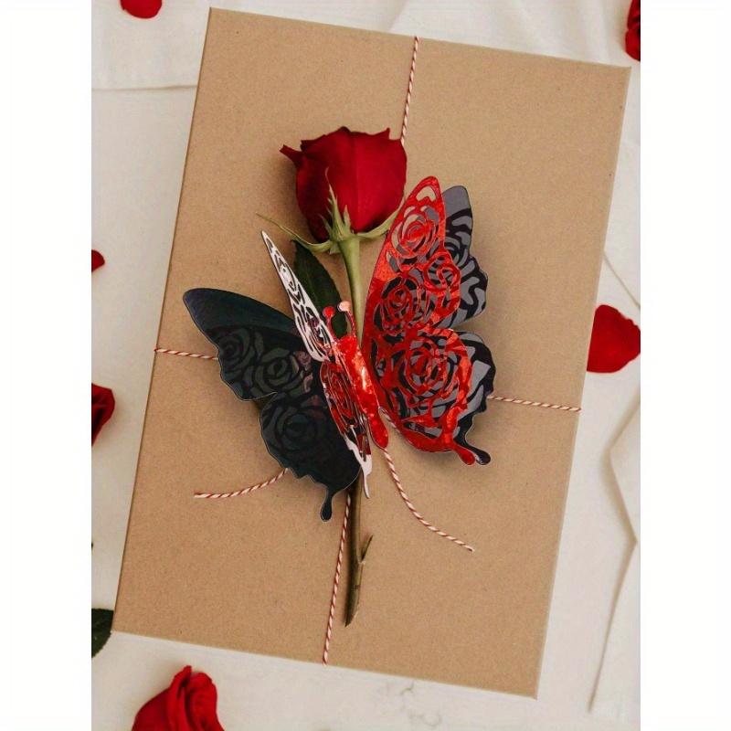 6pcs/Set Valentine's Day Collection Double Layered 3D Design Butterfly Stickers Vinyl Decal for Home Spring Decor Refresh Home Decoration Stickers