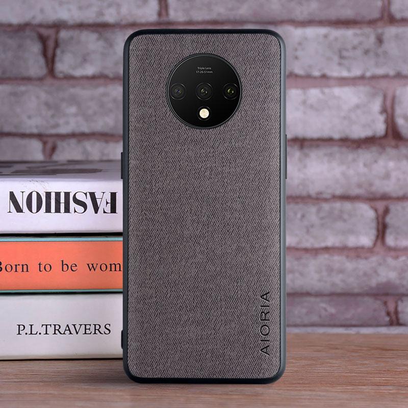 

Textile Leather Case for Oneplus 7T soft TPU with back hard PC material camera protection design cover for Oneplus 7T