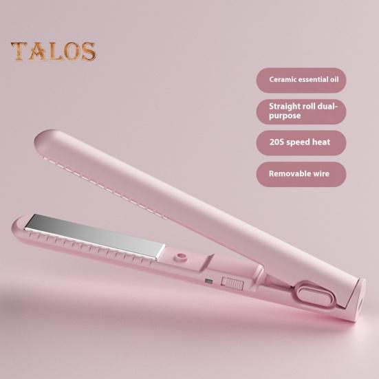 USB Mini Curling Iron 2-In-1 Dual Purpose Curling Wand Flat Iron Hair Straightener Curler Fast Heating Portable Travel Women Short Long Hair Styling