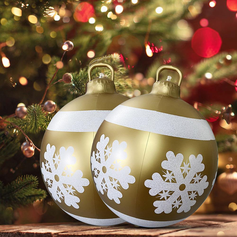 60CM Xmas Decorative Ball PVC Christmas Inflatable Ball Colorful Versatile Porch Courtyard Ornaments