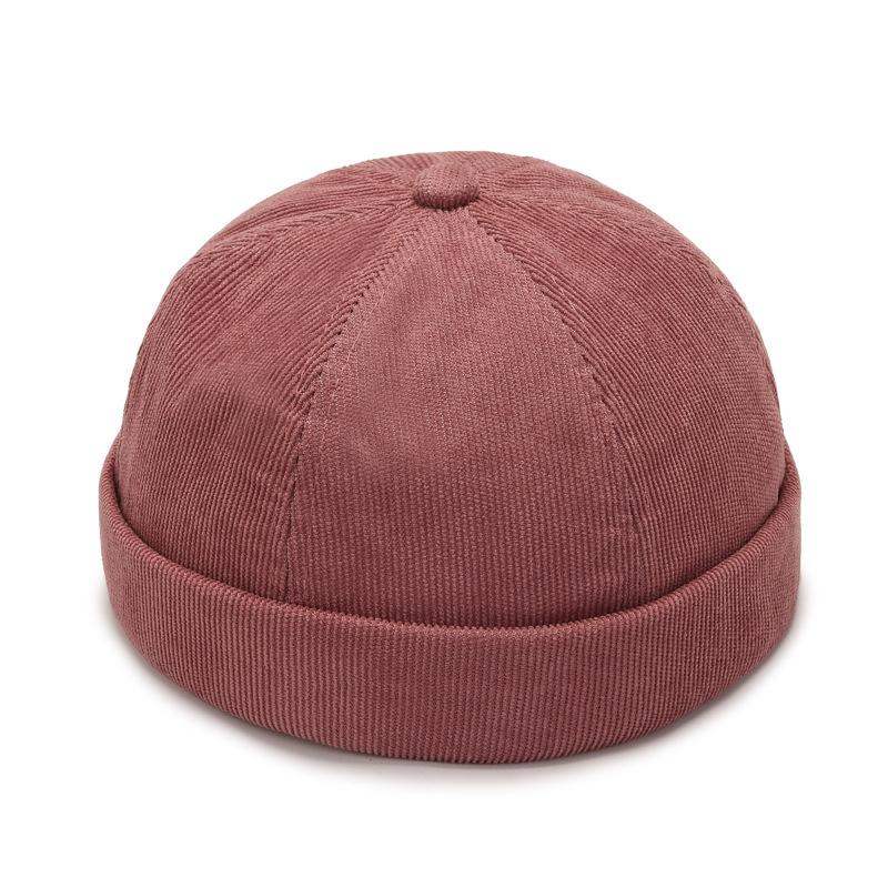 Winter Autumn Corduroy Beanie Hats Solid Color Landlord Hat Streetwear Hip Hop Brimless Hat Adjustable Docker Cap Wholesale