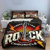 Fresh Rock Time Guitar Design Bedding Duvet Cover Set Duvet Cover Pillowcases  (1*Duvet Cover 2*Pillowcases, Without Duvet Insert)