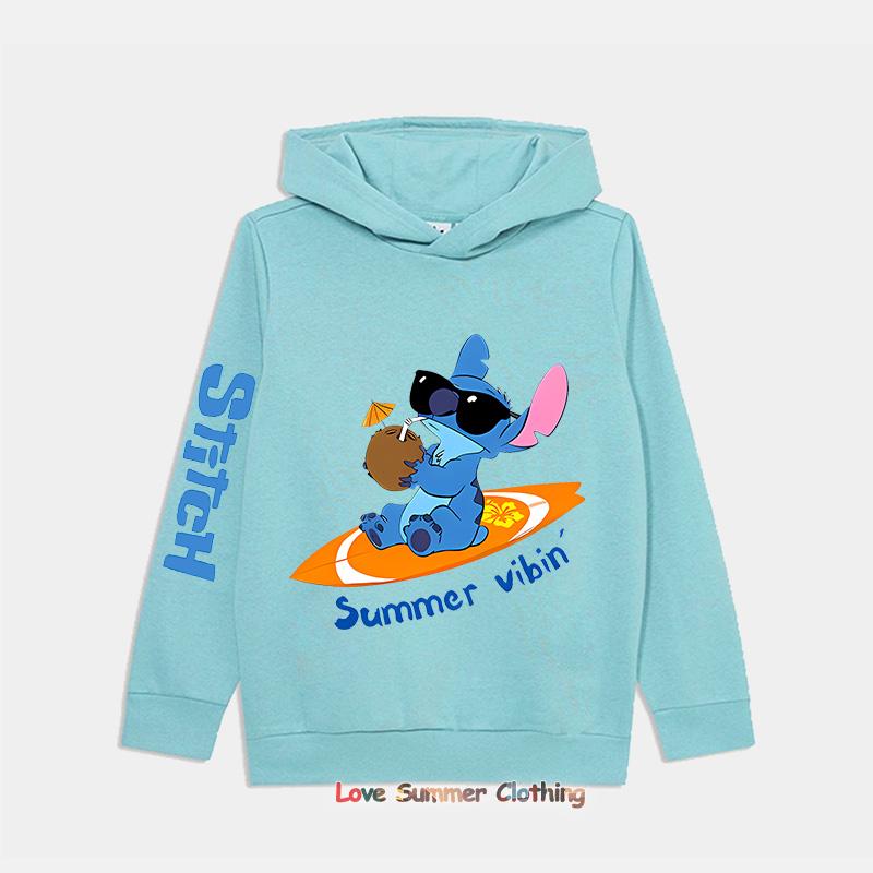 Kinder Kapuzenpullover 4-14 Jahre Stitch HD Druck Jungen Mädchen Sweatshirts Geburtstagsgeschenk Stitch Lässig Rundhals Langarm 2025 120