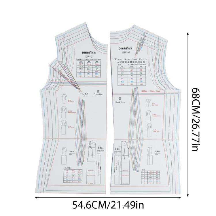 Women's Dress Ruler Easy to Use Dressmaking Ruler for Creating Basic Dress Pattern Templates