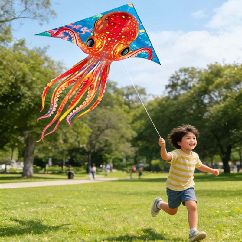 Octopus Kites With Handle Line Flying Toys Kids Outdoor Sports Summer Beach Game Walk In Sky Nylon Kite