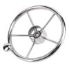11 Inch Boat Steering Wheel Marine Stainless Steel Steering Wheel 5 Spoke 25 Degree with Foam Grip and Center Cap for