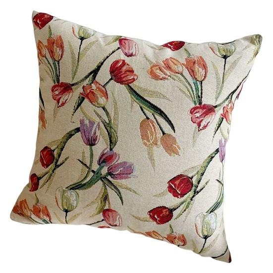 

Декоративная наволочка, удобная декоративная двусторонняя полезная наволочка в стиле ретро с принтом тюльпанов для спальни 45x45cm бежевый