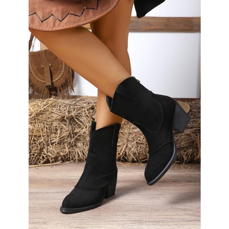 2025 Winter New British-style High-heeled Martin Boots Plus Size Thick-heeled Retro Boots for Women