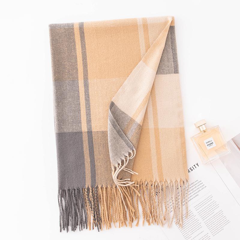 Imitation Kaschmir Karomuster Schal für Damen Herbst und Winter Neu Hochwertige Atmosphäre Paar Dual Use Schal Warmer Schal