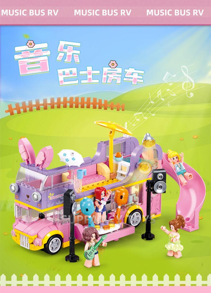 Sluban First-Class 412Pcs City-Area High-Standard Construction First-Class Block Collection Kit High-Standard Pink High-Standard Rabbit