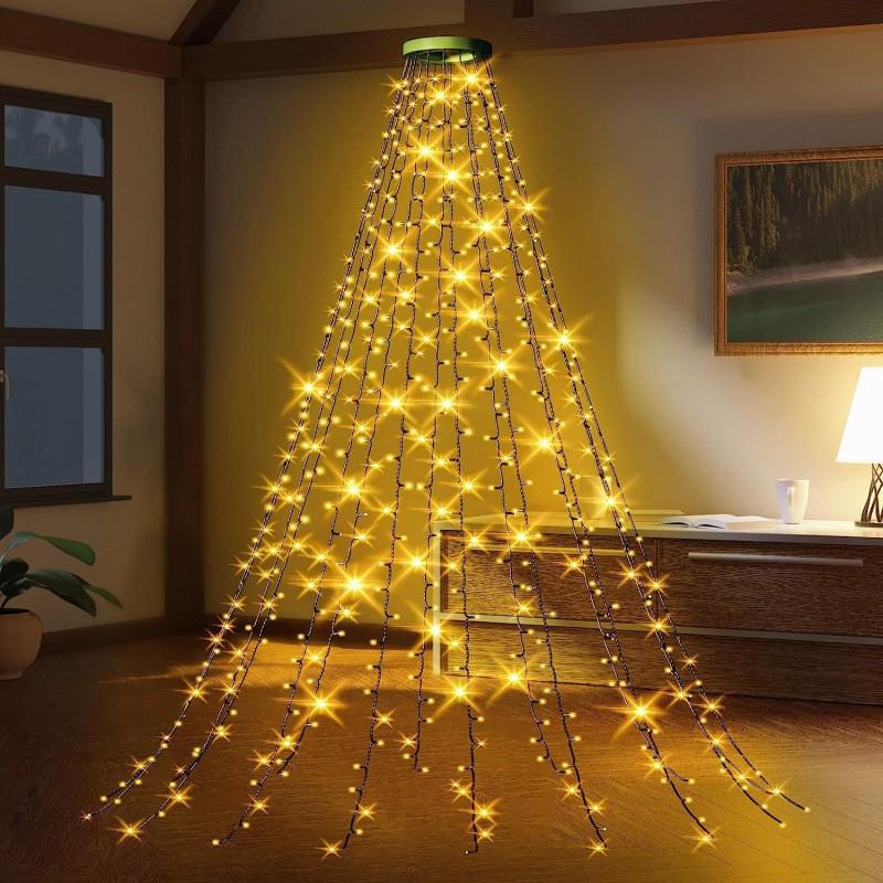 LED Christmas Tree Topper: USB-Powered Star Waterfall Lights, Decorative Hanging Flow Lights