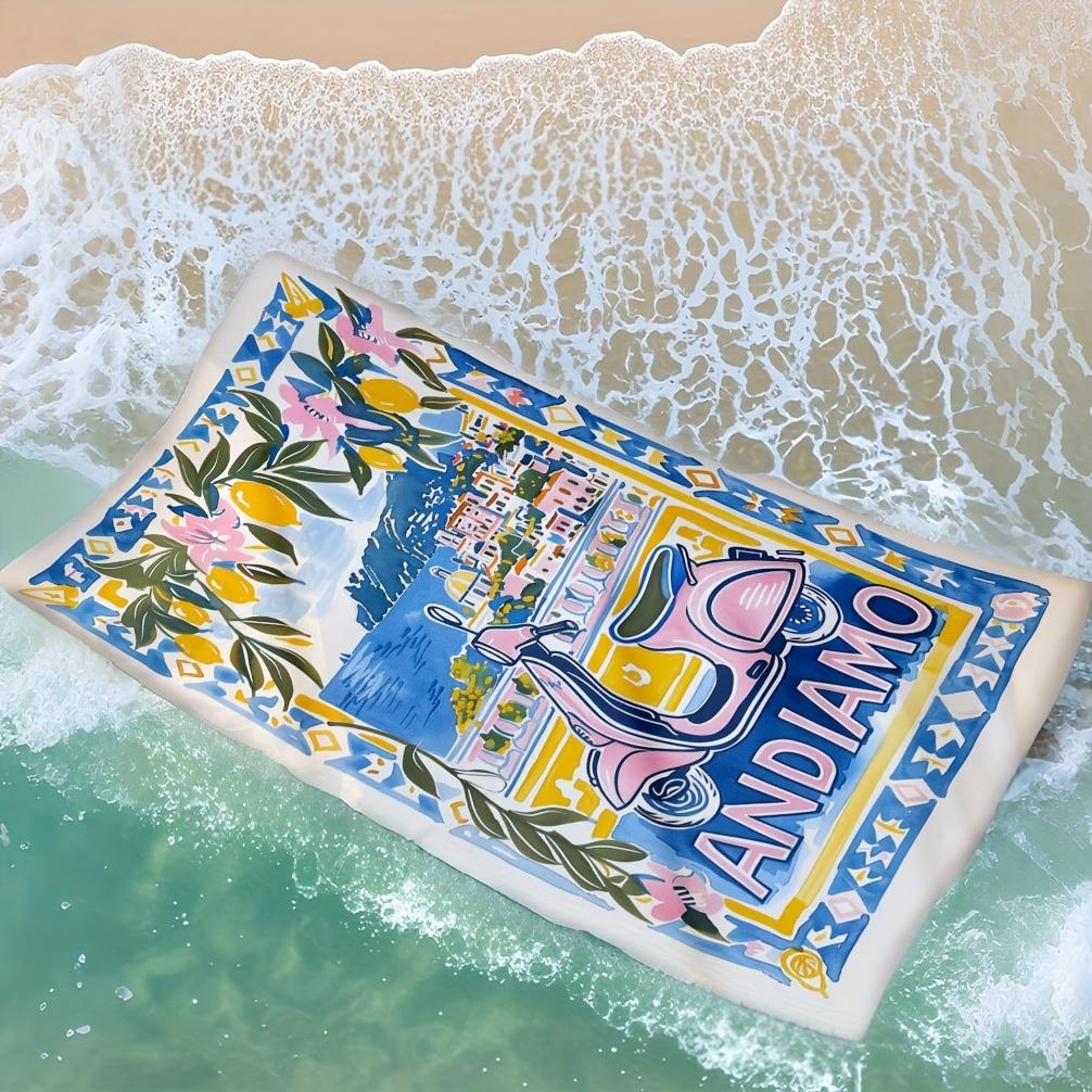 

Andiamo Scooter Lemon Beach Towel - Vibrant Italian Coastal Scene, Ultra-Soft Microfiber, Quick-Dry & Lightweight W30*H60(CM)