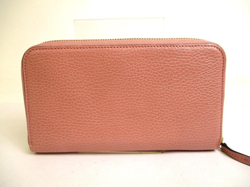Authentic GUCCI Interlocking G Gold H/W Dusty Pink Leather Round Zip Wallet #a131  Refurbished