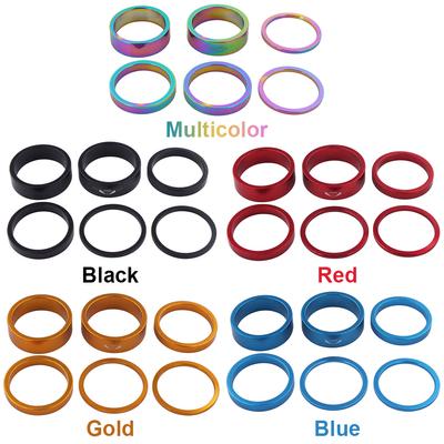 6 Stuks Fietsvork Ringenset 2/5/10 mm Fiets Balhoofd Spacer Fiets Balhoofd Stuurpen Spacers Aluminiumlegering voor 28,6 mm Voorvork Fiets