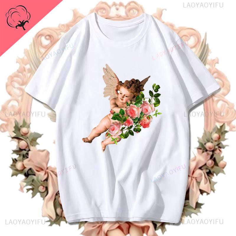 Fashion Fiorucci Baby Angel Graphic Tshirt Summer Classic Aesthetic T Shirt Unisex Unisex Kawaii Clothes Creative Couple Short Sleev Unisex