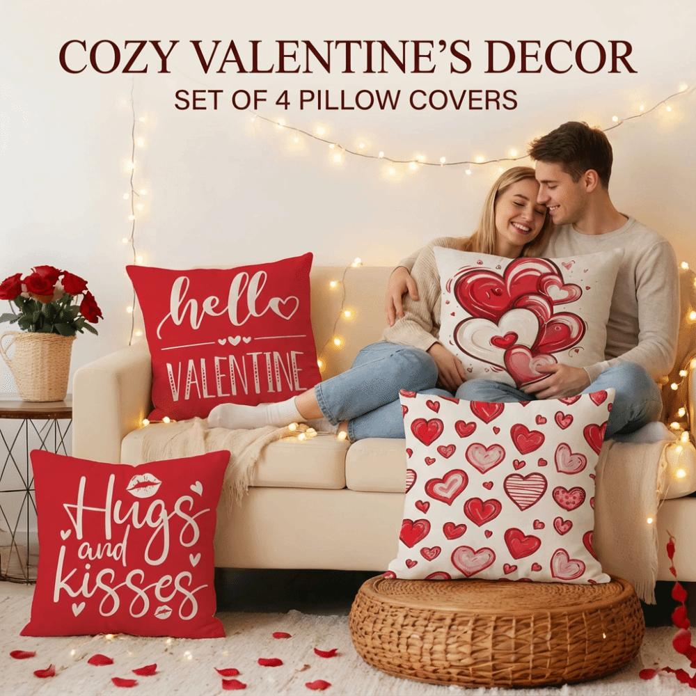 Red Valentine's Day Cushion Cover 45*45cm Throw Pillow Cover Decorative Pillowcase  Home Decor