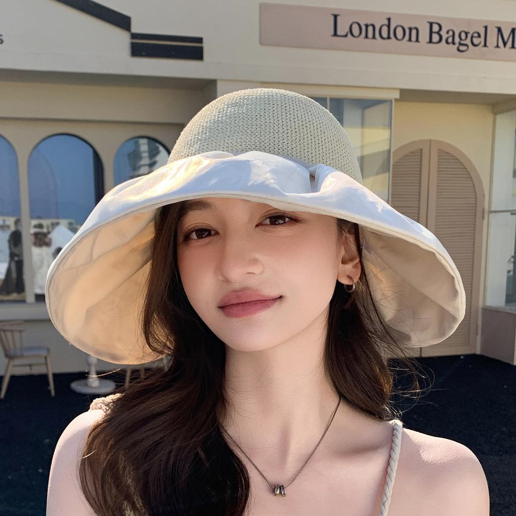 Summer Big-Brimmed Sunscreen Visor Hat Women'S Fashion Versatile Empty-Top Straw Sun Hat Seaside Travel Wide-Brimmed Hat