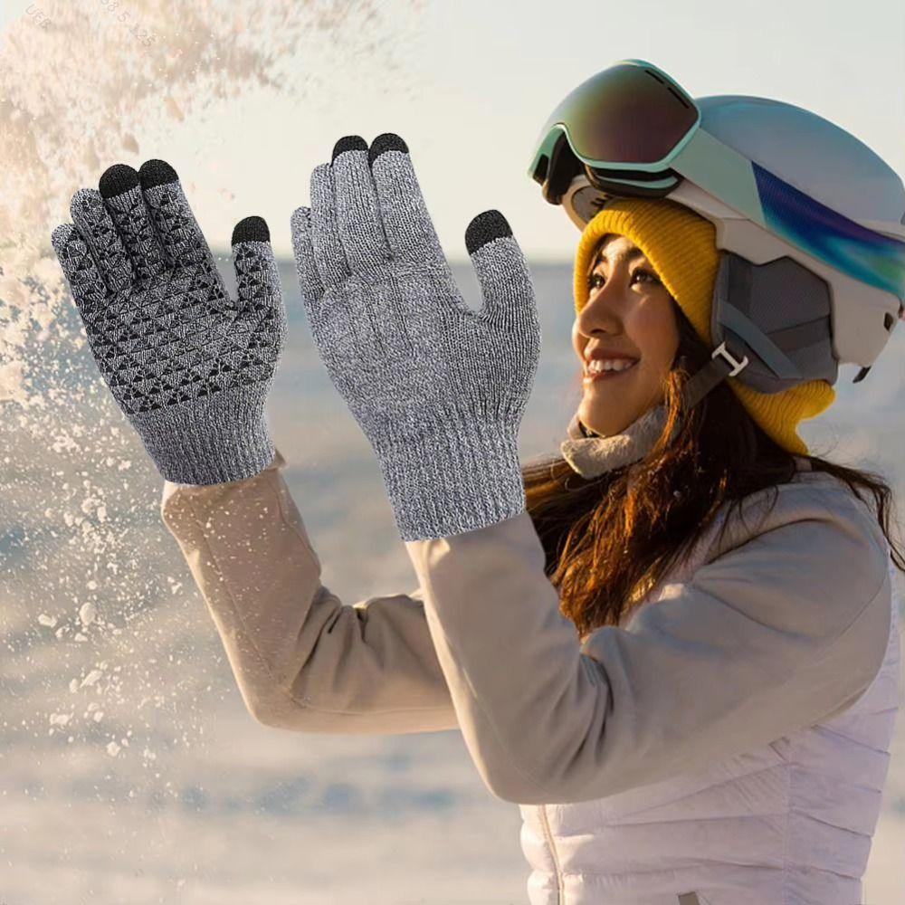 Verstellbare Temperatur Winter Heizhandschuhe Einfarbige Gestrickte Polyesterhandschuhe Herren
