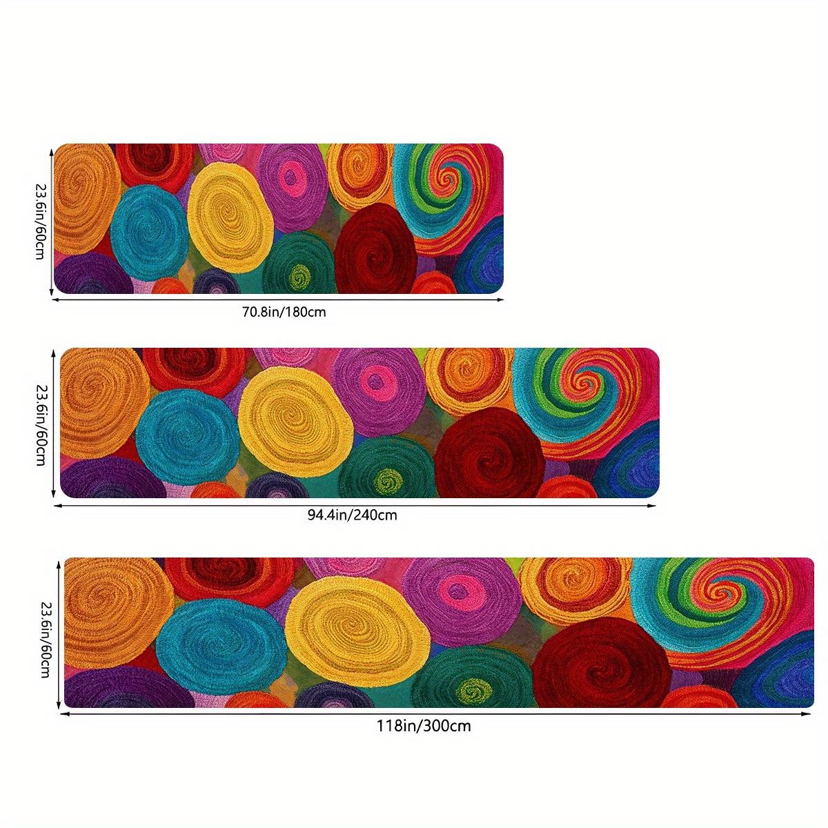 

VIKAMA Colorful Carpet Runner Rug Round Loop Rug Kitchen Rug Bedroom Bedside Floor Mat Carpet For Live Room Bathroom Mat Home D 40X120CM (1.3X3.9FT