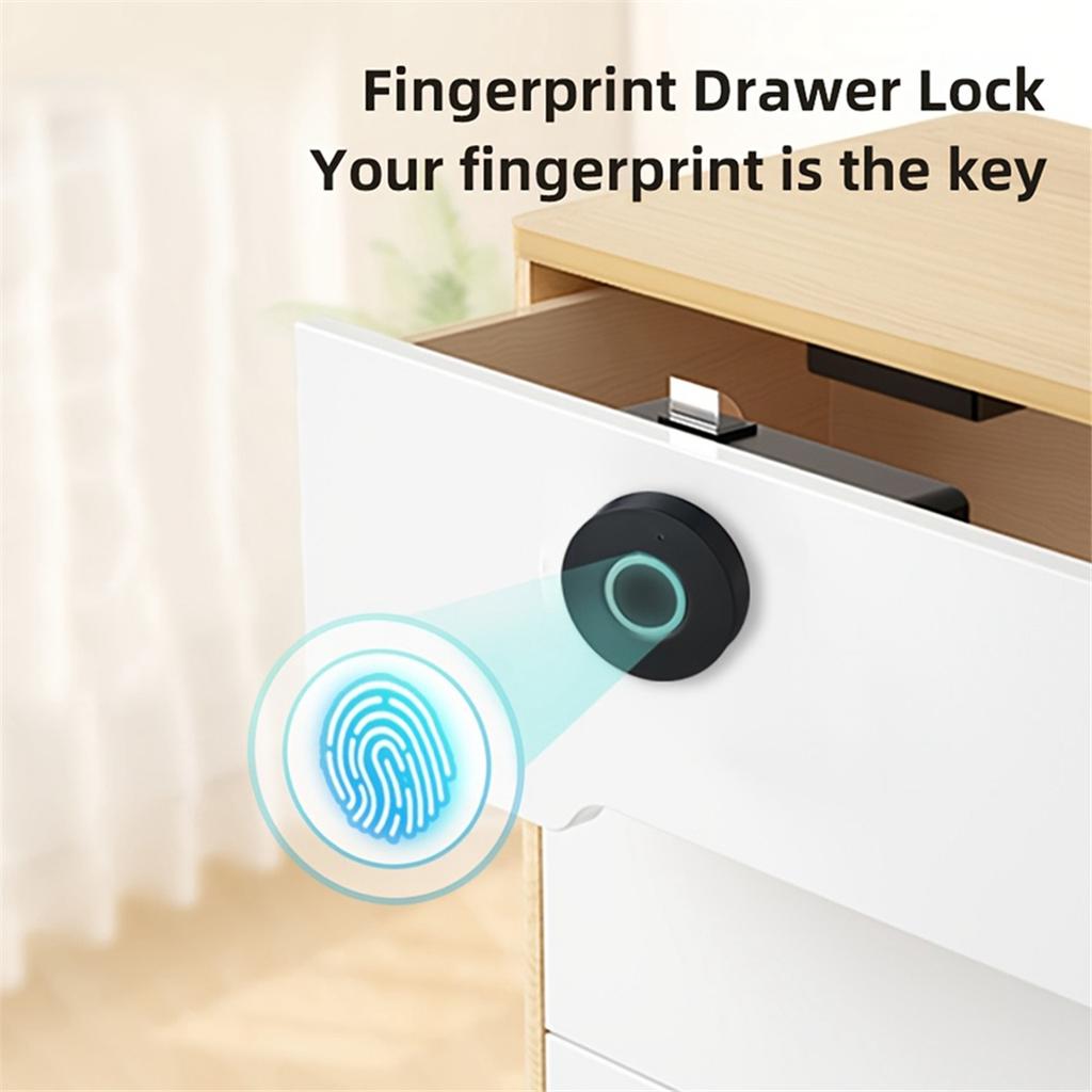 2025+ Compact ABS Fingerprint Drawer Lock Smart Biometric Security for Cabinets Shoe Lockers File Cabinets Easy to Install