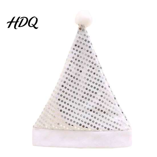 Comfortable Holiday Hat Sequined Santa for Adults Sparkling Christmas Hat Festive Party Adult Costume with Pompom New Year Celebrations Shiny